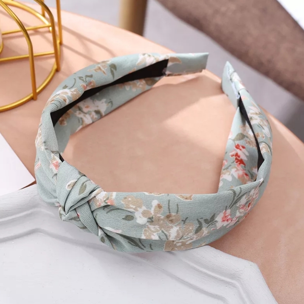 Ivette Floral Topknot Headband - Powder Blue